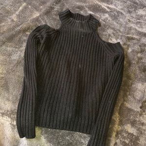 Black cold shoulder sweater